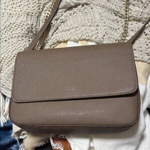 DKNY Tan Shoulder Bag with Gold Chain